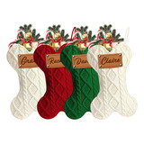 Cute Pet Dog Bone Knit Conjunto De 2 Meias De Natal