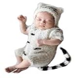 CUTEBBPHOTO Roupa Fotográfica Para Bebês Recém-nascidos- Meninos- Meninas- Recém-nascidos- Sessão De Fotos- Crochê- Body De Tricô- Branco- Newborn