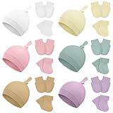 Cutecrop Conjunto De 6 Peças De Chapéus Prematuros Luvas E Meias De Algodão Preemie Cap Preemie Chapéu Atado Sem Arranhões Preemie Cor Clara Tamanho Único