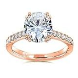 Cuteshop Anel De Noivado Feminino Solitário De Diamante Simulado Com 4 Garras De Cristal CZ Redondo 2ct Ouro Rosa 7 