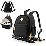 Cwatcun Mochila Pequena Para Câmera Bolsa Moderna Para Câmera DSLR Com Alça De Tripé Compartimento Para Laptop E Divisórias Acolchoadas Removíveis Preto 1 0 Small Tendência