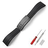 CWYTTZQ Pulseira De Relógio De Borracha De 20 Mm Para Relógio Masculino Rolex Acessórios Pretos E Verdes Fantasma De água Para Esportes Ao Ar Livre Pulseira De Silicone Fivela Preta Preta