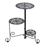 D-cor - Art Suporte Redondo Para Vasos De Flor Articulado De Chão Com 3 Andares Em Preto- Metal Ou Plástico