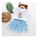 D Roupa Infantil Frozen 2 Camiseta Elsa E Saia Tutu Malha D