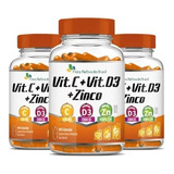d3-d3 3 Potes Vitamina C Vitamina D3 Zinco 60 Capsulas