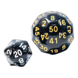 Dado D50 Preto E Dourado 40 Mm Opaco Grande Rpg Central Dice Cor Preto dourado