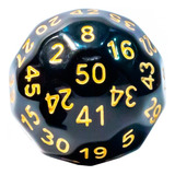 Dado D50 Preto E Dourado 40 Mm Opaco Grande Rpg Central Dice