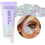 DAGEDA Gel Com Glitter Corporal- Brilho Facial Com Lantejoulas E Brilho Líquido- Glitter Grosso Para Unhas De Cabelo- Holográfico Cosmético Pó A Laser Festival Glitter Maquiagem 50 Ml -branco-