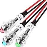 DaierTek Luz Indicadora De LED 12V CC 8 Mm 5 16 12 Volts à Prova D água Metal Luz LED Vermelho Azul Verde Lâmpada Com Fios Para Painel Carro Caminhão Marine Barco Eletrodomésticos 3 Peças