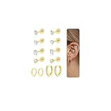DAILI Conjunto De Brincos De Aço Cirúrgico Com Costas Planas Para Mulheres Hipoalergênicos Pequena Cartilagem Tragus Hélice Zircônia Cúbica Para Várias Orelhas Sensíveis Ao Piercing Brincos De