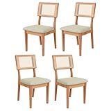Dalla Costa Kit 4 Cadeiras Estofadas Com Encosto De Tela Freijó Em 100 MDF Cesare Escuro Dalla Costa