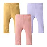 Dalukit Calça Legging Infantil Para Meninas Calça Legging De Moletom Para Bebês Com Sino Calça Legging Flare 2 Rosa Roxo Amarelo 6 12 Meses