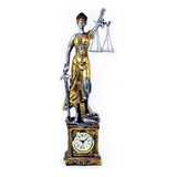 Dama Da Justiça Direito Deusa Têmis Resina Estatueta Relógio