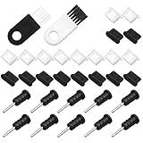DanziX Kit De 32 Plugues Antipoeira Capa Protetora De Fone De Ouvido Para Celular Tipo C MacBook Laptop Samsung Galaxy S8 S9 S10 S20 E Qualquer Conector Tipo C Plástico Silicone Nylon Sem