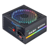 Dash Fonte Alimentação Energia Pc Computador 600w Jogos Gamer Vfg600wpr 110 220v Cor Preto