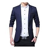 Dawwoti Blazer Masculino Esportivo Casaco Blazer Leve E Casual Para Casamento Jaquetas De Terno Para Homens Azul Marinho M