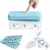 DAYHAP Bandeja De Gelo Com Tampa Bandejas De Gelo Para Freezer Molde Para Máquina De Gelo Com Contêiner 60 Bandejas De Gelo De Fácil Liberação Para Coquetéis Bandejas De Gelo Empilháveis Bandejas De 2 Camadas 1 Balde De Gelo E Pá De Gelo Azul