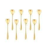 DAYSTAR 8 Peças De Colher De Café Aço Inoxidável Colher Cha Dourado Heart Para Misturar Café Bolo De Sobremesa