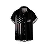 DDDHL Camisa Masculina Média Bandeira Do Dia Da Independência Impressão Digital 3D Personalizada Moda Lapela Botão Camiseta  Preto  3G
