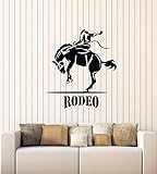 Decalque De Parede De Vinil Rodeio Cowboy Cavaleiro Corrida De Cavalos Texas Adesivos Mural Grande Decoração G4598 Preto
