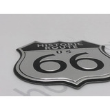 Decalque Emblema Metal Auto Adesivo Route 66 3d Alto Relevo