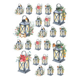 Decalque Porcelana Forno Caseiro Lanternas De Natal