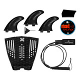 Deck Prancha Surf Leash 6 Jogo Quilhas S5 Parafina Raspador