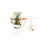 Decoração De Jardim De Inverno Bicicleta ferro Branca Vaso