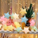 Decoração De Natal Luminoso Cordão Estrelas Coloridas LED 2m