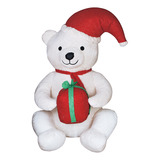 Decoração Natalina Urso Inflável Com Presente E Luzes Led
