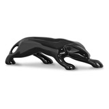 Decoração Pet Escultura Pantera Preta Enfeite Cerâmica Cor Preto