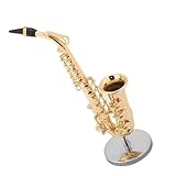 Decorações De Instrumentos Musicais Instrumento Musical Modelo De Saxofone Alto Em Miniatura Com Suporte E Estojo Ornamentos De Modelo De Instrumento Banhado A Ouro