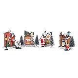 Decorações De Natal Casas Em Miniatura Iluminadas Por LED Cidade Para Vila De Natal Conjunto De Vila De Cena De Natal De Resina Design De Atualização Leve E Portátil
