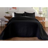 Decorella Colcha Cobre Leito Cobre Leito Com Porta Travesseiros Queen Preto