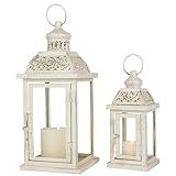 DECORKEY Lanterna Grande Decorativa Para Ambientes Externos E Internos Conjunto De 2 35 5 Cm E 25 5 Cm Para Decoração De Velas De Metal Suporte De Vela Vintage Pendurado Para Varanda Pátio