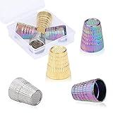 Dedal De Costura De 4 Peças Dedal De Costura Dourado Prateado Colorido Anéis De Dedal De Metal Ajustável Protetor De Dedo De Couro Tampa De Dedal De Costura Para Bordado De Costura