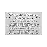 DEGASKEN Happy 18th Birthday Cards Gifts For Son Son 18 Year Old Bday Card Personalized Steel Engraved Wallet Card