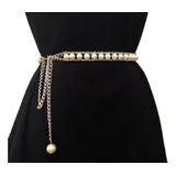 Delicado Cinto Cetim Dourado Fininho Strass Perolas Noiva