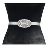 Delicado Cinto Em Cetim Branco Bordado Strass Perola Luxo