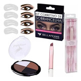 Delineador Sobrancelha Kit Sombras Pincel Moldes fenzza