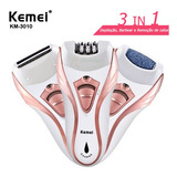 Depilador Elétrico Feminino Kemei 3x1 Pelos Corpo Lixa O Pé Cor Branco rosa 110v 220v