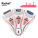 Depilador Elétrico Feminino Kemei 3x1 Pelos Corpo Lixa O Pé