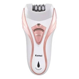 Depilador Elétrico Sem Fio Kemei Km 3010 Cor Branco E Rosa 1