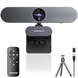 DEPSTECH Webcam 4K Com Controle Remoto Webcam Ultra HD Com Microfones Cancelamento De Ruído Foco Automático Correção De Pouca Luz Capa De Privacidade Câmera Web Para