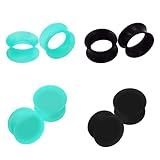 DERALA 4 Pares 8 Peças 2G 2 5 Cm Conjunto De Alargadores De Orelha Alargadores De Silicone Alargadores De Orelha Alargadores Mistos Calibres Para Orelha Piercing Joias Homens Mulheres Preto Turquesa 