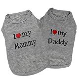 Deruila 2 Peças I Love My Mommy Daddy Padrão Camisetas Para Cães Roupas Camisetas Para Cães Roupas Roupa De Verão Casacos Para Cães Pequenos Gato Pet PuppyDERUILA L Cinza