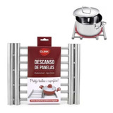 Descanso De Panelas Duplo Extensível Aço Inox 2 Em 1