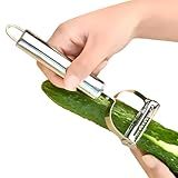 Descascador Cortador Ralador De Legumes E Frutas 2 Funções Descasca E Faz Tiras Inox 17 Cm