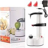 Descascador Elétrico Multifuncional Automático De Aço Inoxidável Descascador De Frutas E Legumes Ferramenta De Descascamento De Cozinha Para Maçã E Batata 2 Lâminas De Substituição Branco