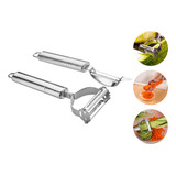 Descascador Fatiador De Legumes Verduras Em Aço Inox 2 Pçs